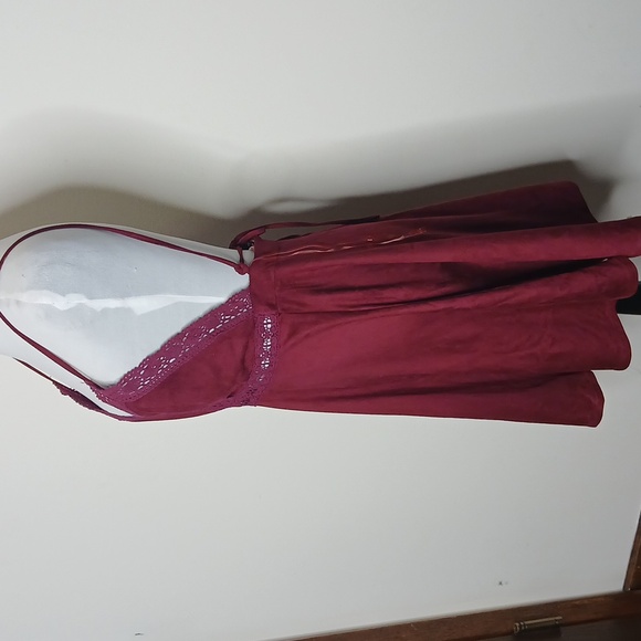 Flying Tomato Burgundy Wine Boho Mini Dress Size Medium - Picture 5 of 16